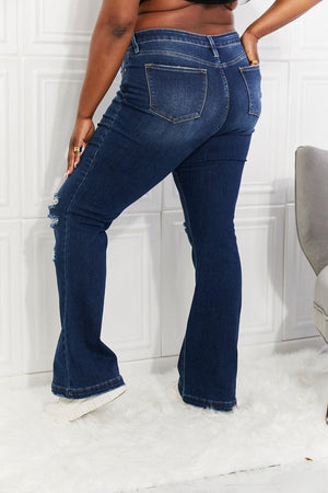 Gutsy Mid Rise Button Fly Plus Size Bootcut Jeans - MXSTUDIO.COM