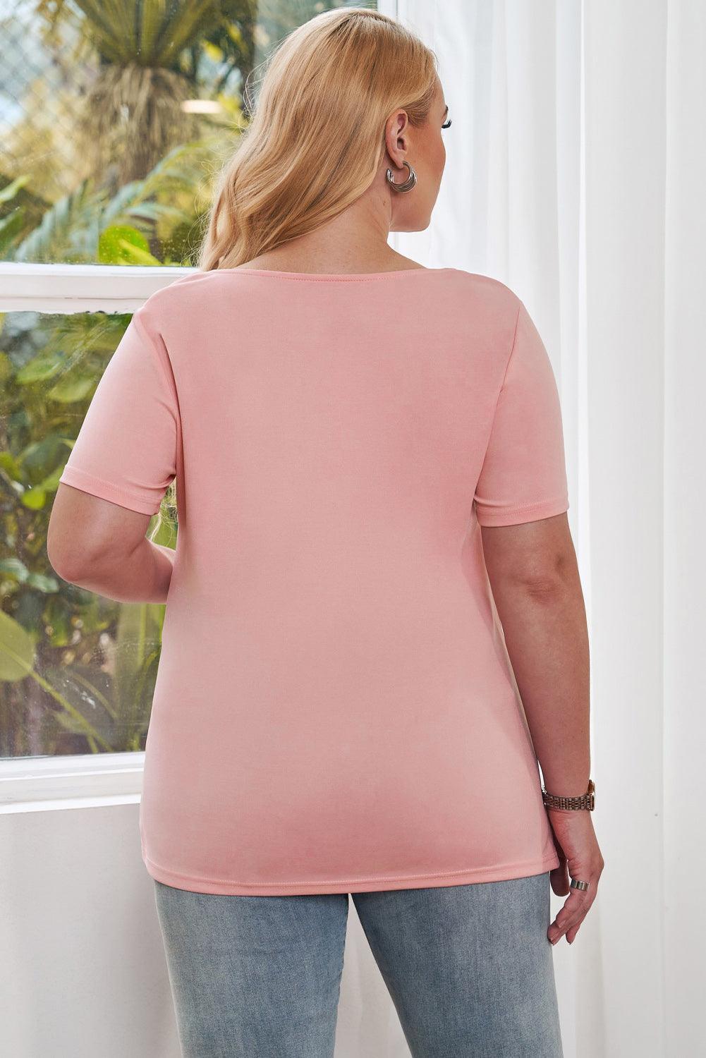 Head-Turning Plus Size Short Sleeve Cutout T-Shirt - MXSTUDIO.COM