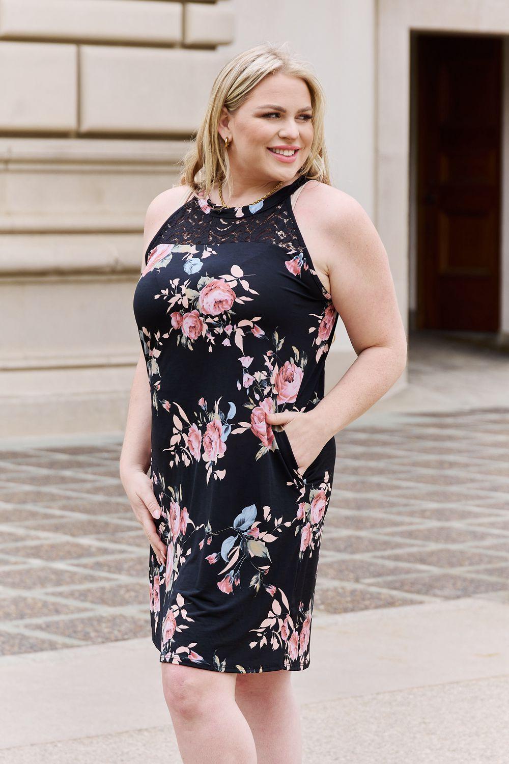 Hey Gorgeous Sleeveless Plus Size Floral Dress - MXSTUDIO.COM