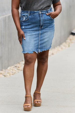 High Rise Denim Plus Size Mini Skirt - MXSTUDIO.COM