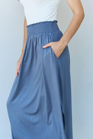 High Waisted Dusty Blue Maxi Plus Size Skirts - MXSTUDIO.COM