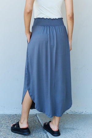 High Waisted Dusty Blue Maxi Plus Size Skirts - MXSTUDIO.COM