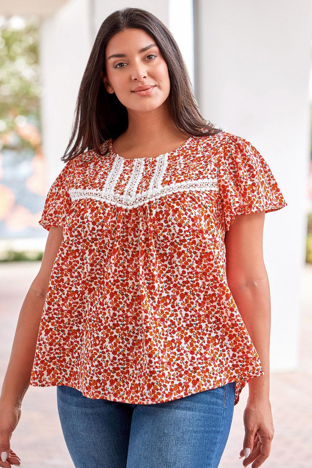 Ignore Negativity Lace Plus Size Floral Blouse - MXSTUDIO.COM