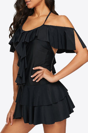 Immensely Fun Cold-Shoulder Black Two-Piece Swimsuit - MXSTUDIO.COM