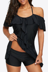 Immensely Fun Cold-Shoulder Black Two-Piece Swimsuit - MXSTUDIO.COM