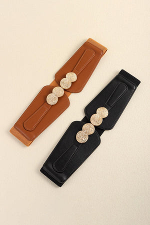 Impeccable Feel Alloy Buckle Wide Elastic Belt - MXSTUDIO.COM