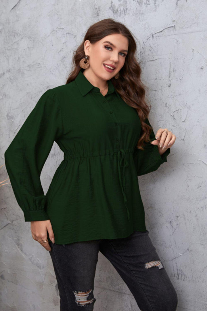 Infinitely Chic Babydoll Plus Size Long Sleeve Blouse - MXSTUDIO.COM