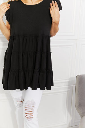 Infuse Joy Black Plus Size Tiered Top - MXSTUDIO.COM