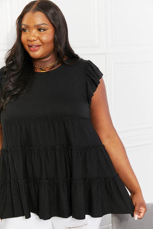 Infuse Joy Black Plus Size Tiered Top - MXSTUDIO.COM