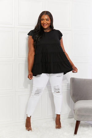 Infuse Joy Black Plus Size Tiered Top - MXSTUDIO.COM