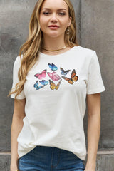 Inspired Plus Size Graphic Butterfly T Shirt - MXSTUDIO.COM