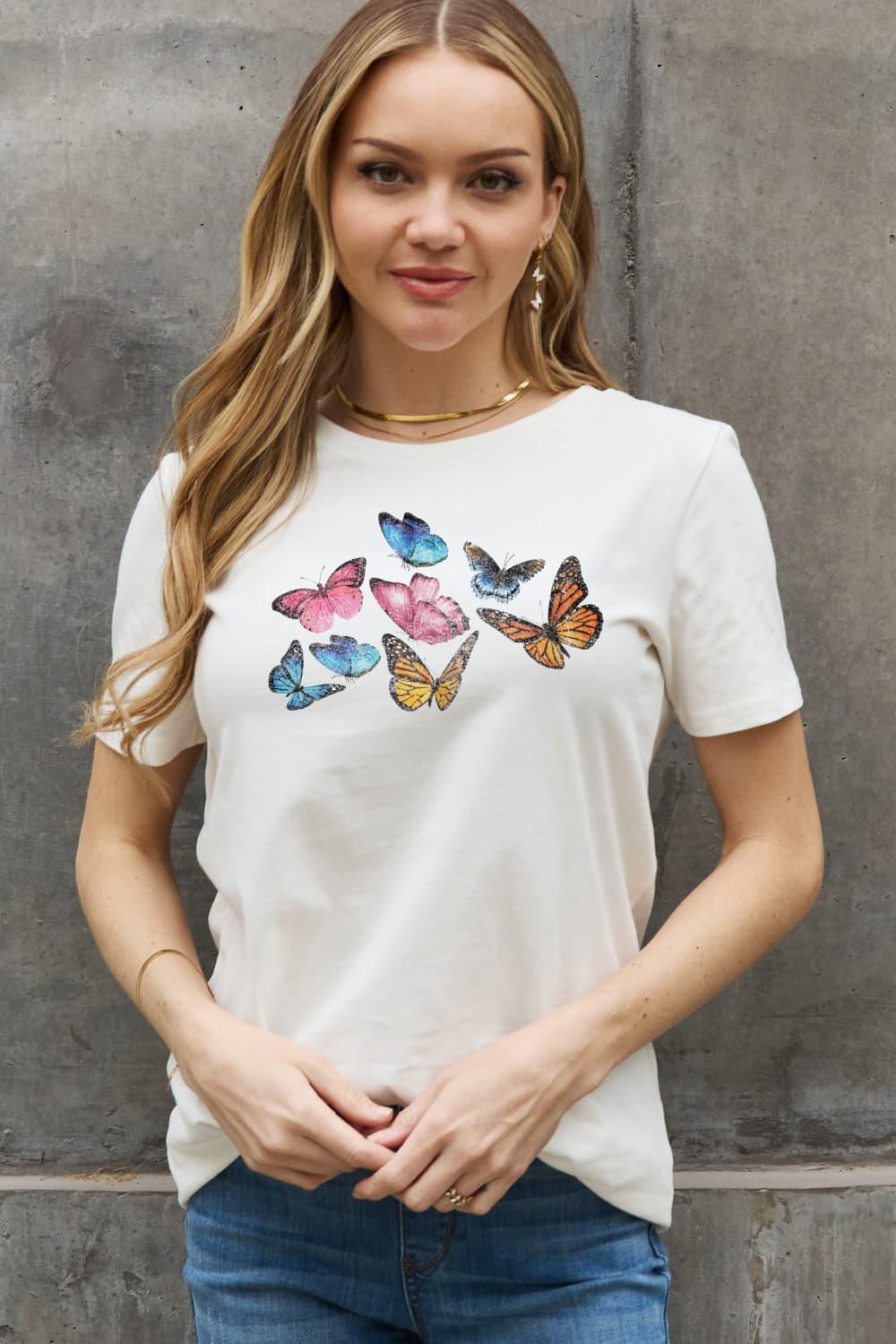 Inspired Plus Size Graphic Butterfly T Shirt - MXSTUDIO.COM