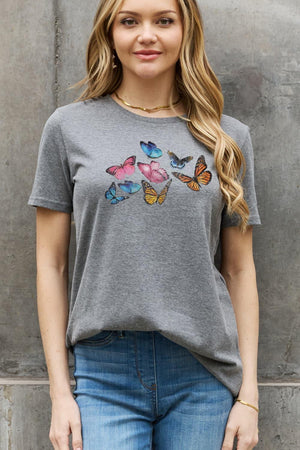 Inspired Plus Size Graphic Butterfly T Shirt - MXSTUDIO.COM