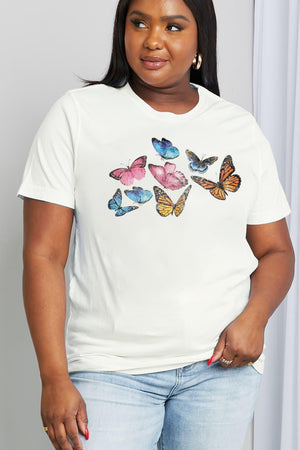 Inspired Plus Size Graphic Butterfly T Shirt - MXSTUDIO.COM