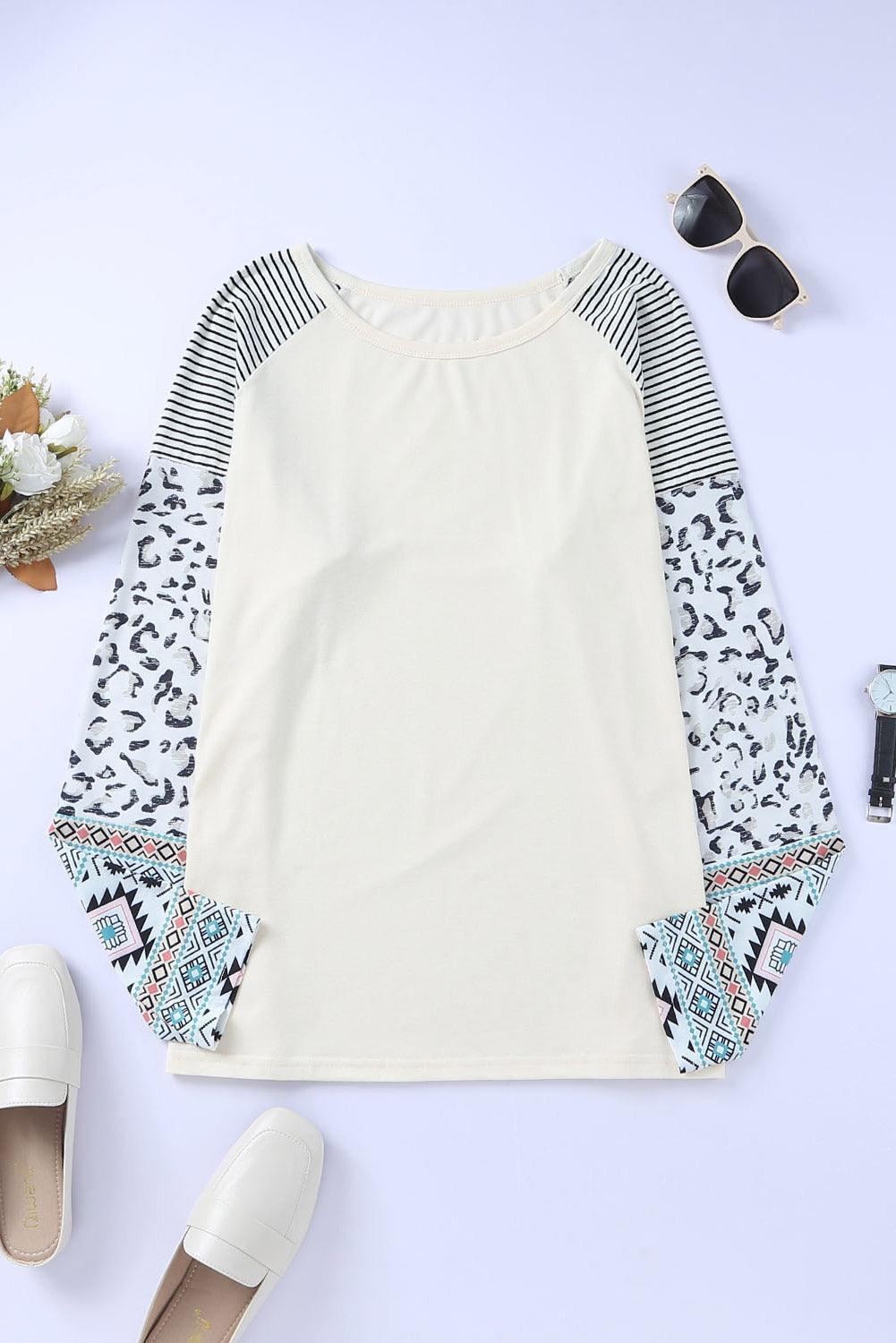 Into the Wild Plus Size Leopard Raglan Sleeve Top - MXSTUDIO.COM