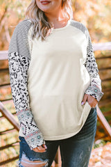 Into the Wild Plus Size Leopard Raglan Sleeve Top - MXSTUDIO.COM