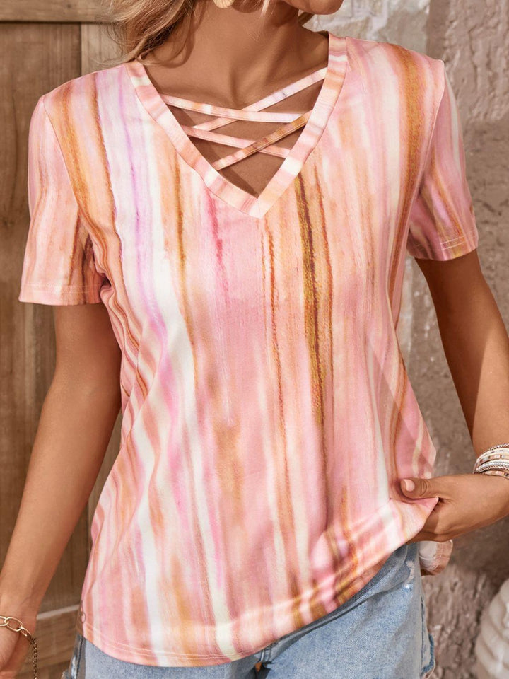 Invest In Yourself V Neck Short Sleeve Top - MXSTUDIO.COM