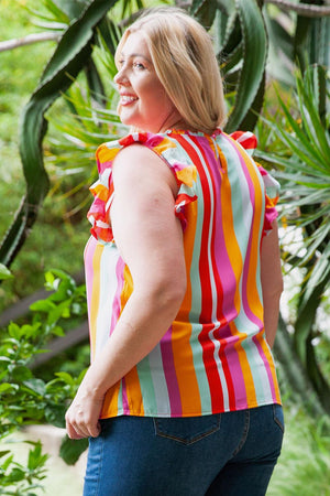 Irresistible Charm Sleeveless Plus Size Striped Top - MXSTUDIO.COM