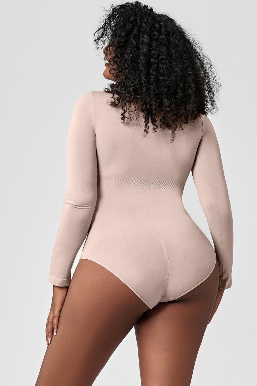 Jovial Plus Size Long Sleeve Shaping Bodysuit - MXSTUDIO.COM