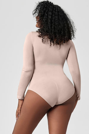 Jovial Plus Size Long Sleeve Shaping Bodysuit - MXSTUDIO.COM