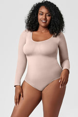 Jovial Plus Size Long Sleeve Shaping Bodysuit - MXSTUDIO.COM