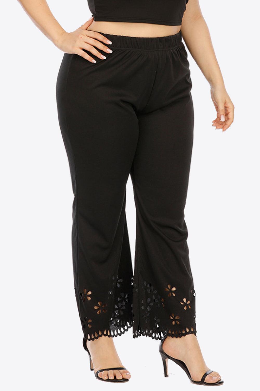 Just Perfect Crochet Plus Size Black Pants - MXSTUDIO.COM