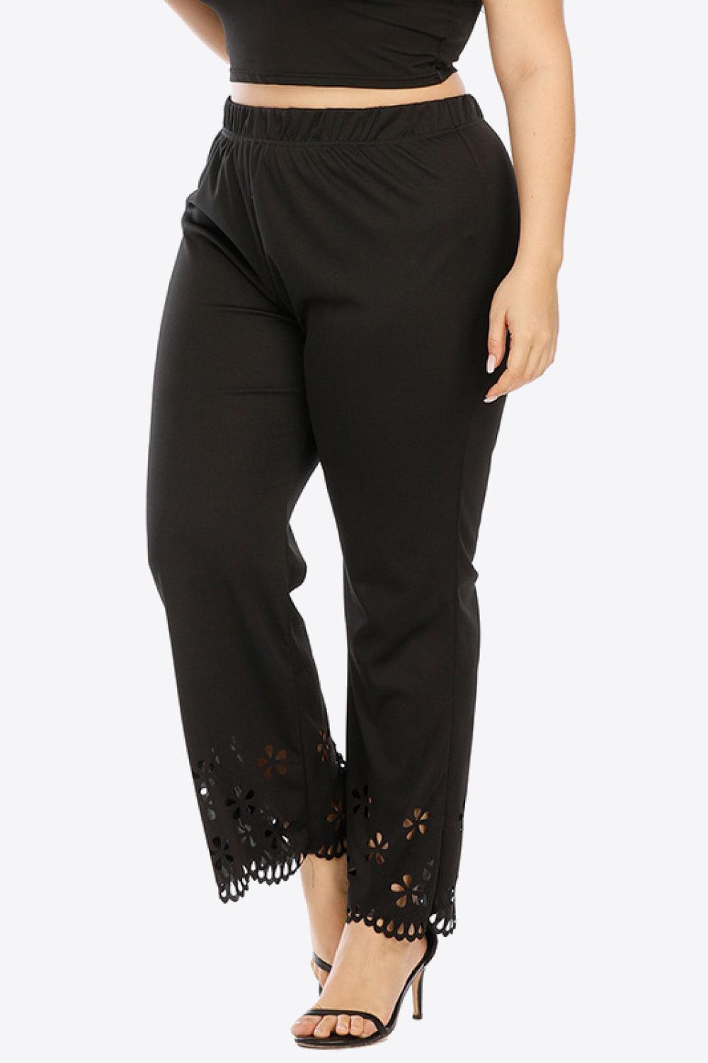 Just Perfect Crochet Plus Size Black Pants - MXSTUDIO.COM