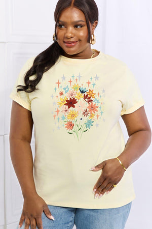 Laid-Back Vibe Plus Size Flower T Shirt - MXSTUDIO.COM