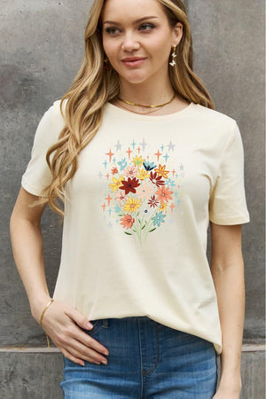 Laid-Back Vibe Plus Size Flower T Shirt - MXSTUDIO.COM