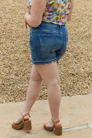 Leisure Time Mid Rise Plus Size Denim Shorts - MXSTUDIO.COM