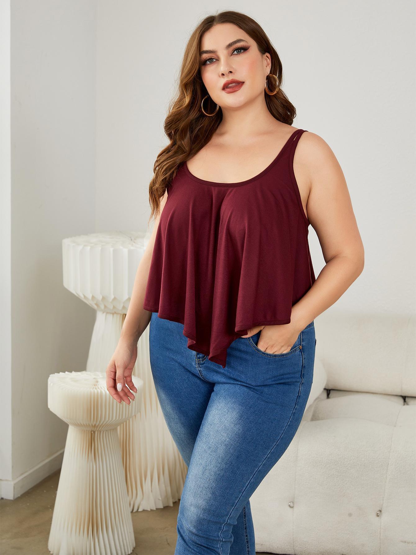 Let's Go Out Sleeveless Plus Size Cami - MXSTUDIO.COM