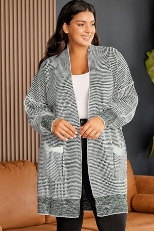 Longline Cloudy Blue Plus Size Open Front Cardigan - MXSTUDIO.COM