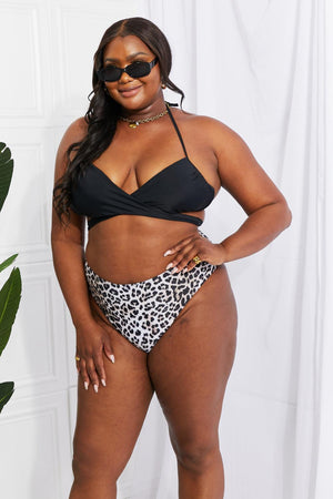 Lost In The Sea Plus Size Halter Swimsuit - MXSTUDIO.COM