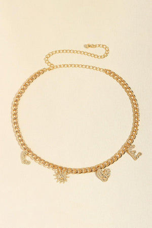 Love Pendant Alloy Gold Chain Belt - MXSTUDIO.COM