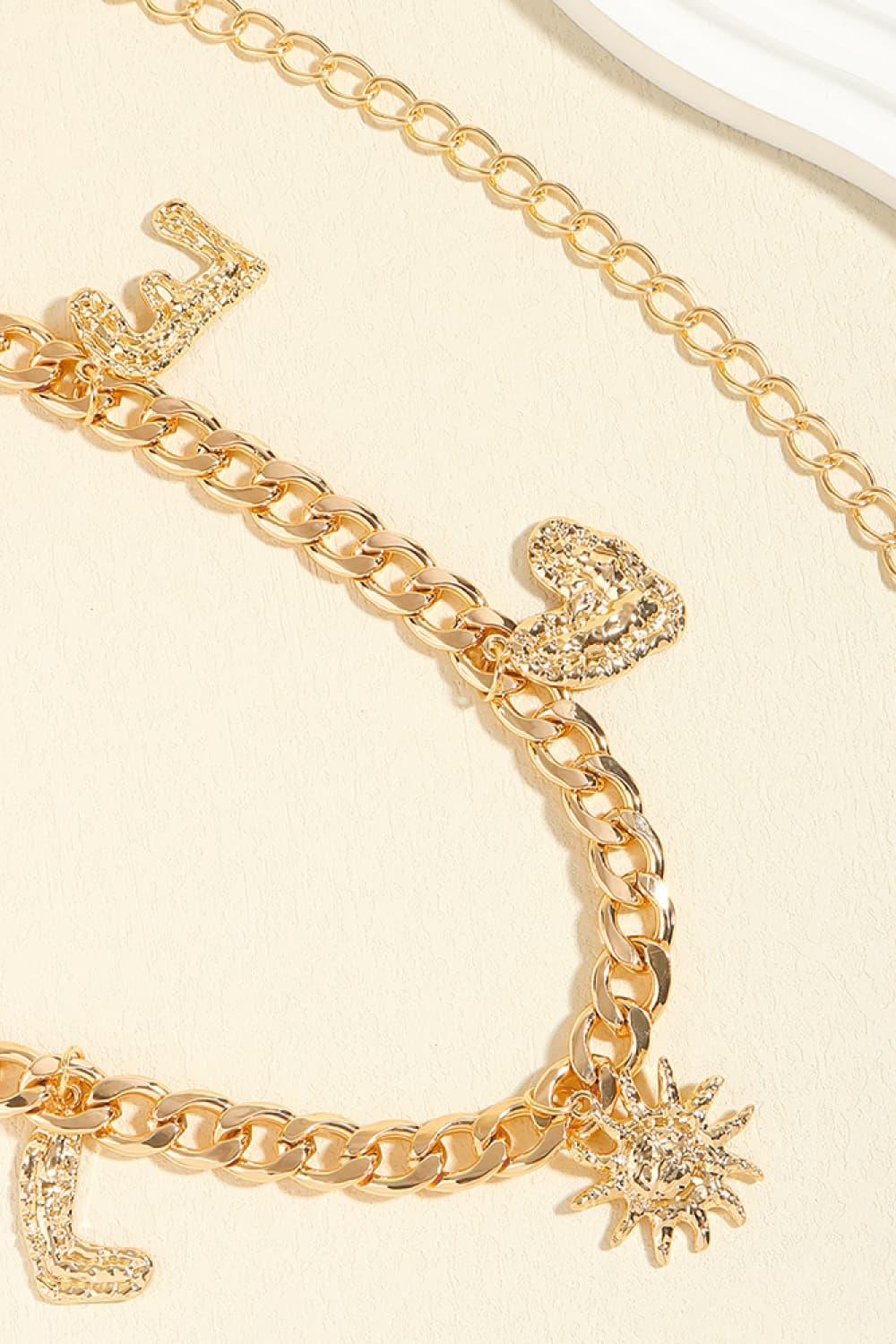 Love Pendant Alloy Gold Chain Belt - MXSTUDIO.COM