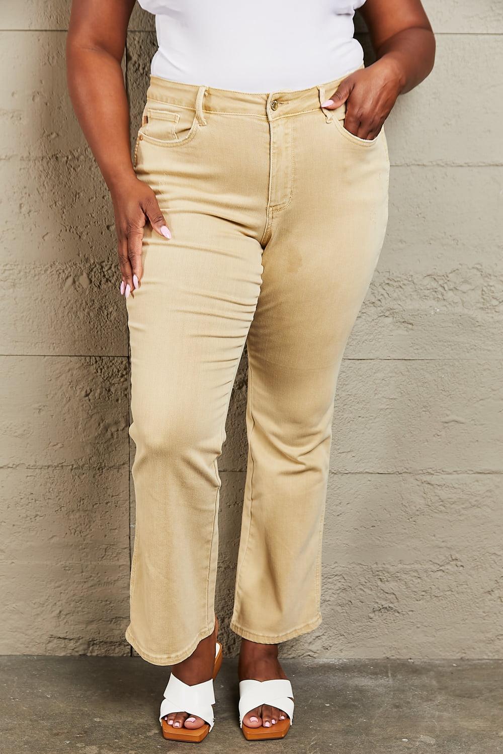 Mid Rise Garment Dyed Women's Plus Size Bootcut Jeans - MXSTUDIO.COM