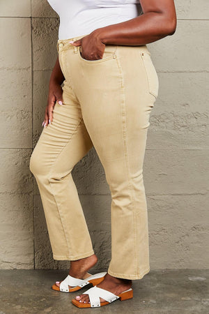 Mid Rise Garment Dyed Women's Plus Size Bootcut Jeans - MXSTUDIO.COM