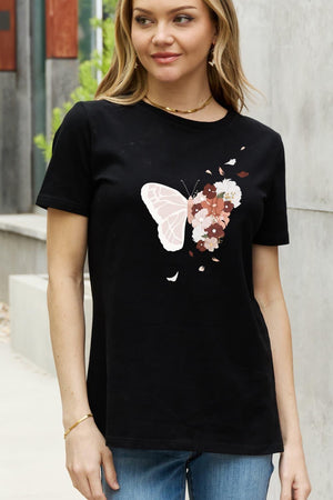 Motivated Plus Size Butterfly Graphic Tee - MXSTUDIO.COM