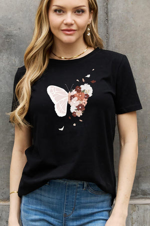 Motivated Plus Size Butterfly Graphic Tee - MXSTUDIO.COM