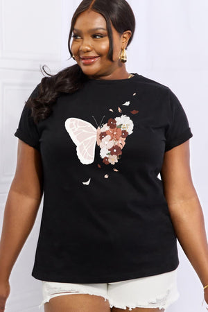 Motivated Plus Size Butterfly Graphic Tee - MXSTUDIO.COM