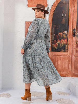 Move Effortlessly Long Sleeve Plus Size Midi Dress - MXSTUDIO.COM