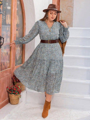 Move Effortlessly Long Sleeve Plus Size Midi Dress - MXSTUDIO.COM