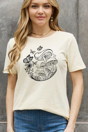 Mushroom And Butterfly Plus Size Tee - MXSTUDIO.COM