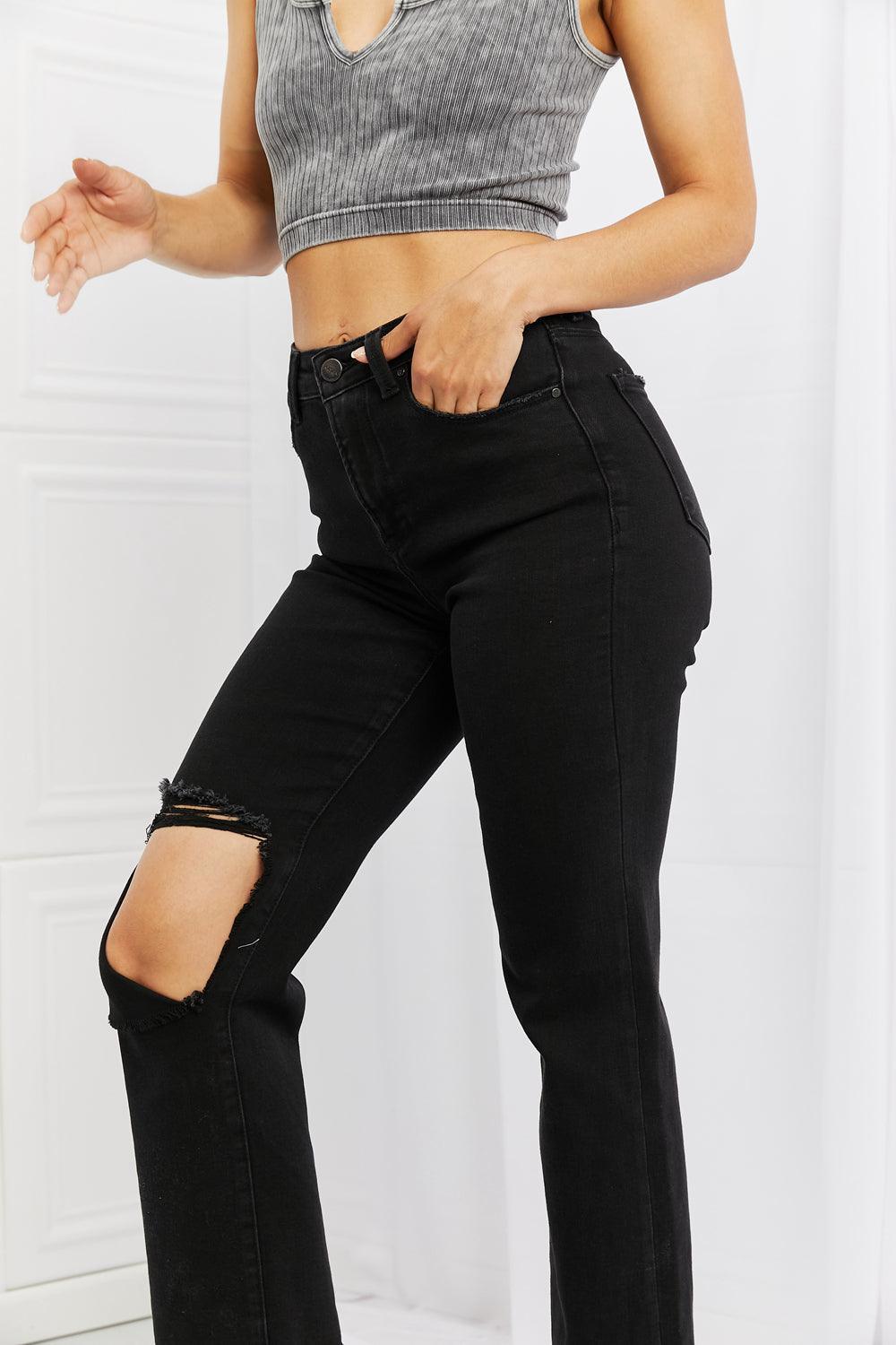 My Body My Rules Plus Size Black Distressed Jeans - MXSTUDIO.COM