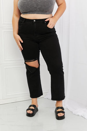 My Body My Rules Plus Size Black Distressed Jeans - MXSTUDIO.COM