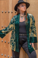 Open Front Bohemian Style Plus Size Green Cardigan - MXSTUDIO.COM