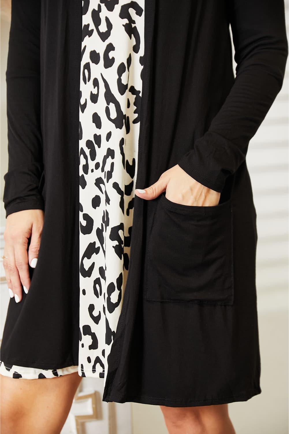 Open Front Longline Plus Size Black Cardigan - MXSTUDIO.COM