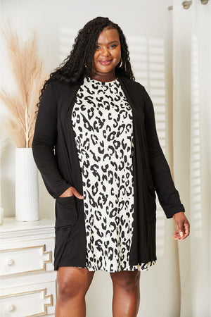 Open Front Longline Plus Size Black Cardigan - MXSTUDIO.COM