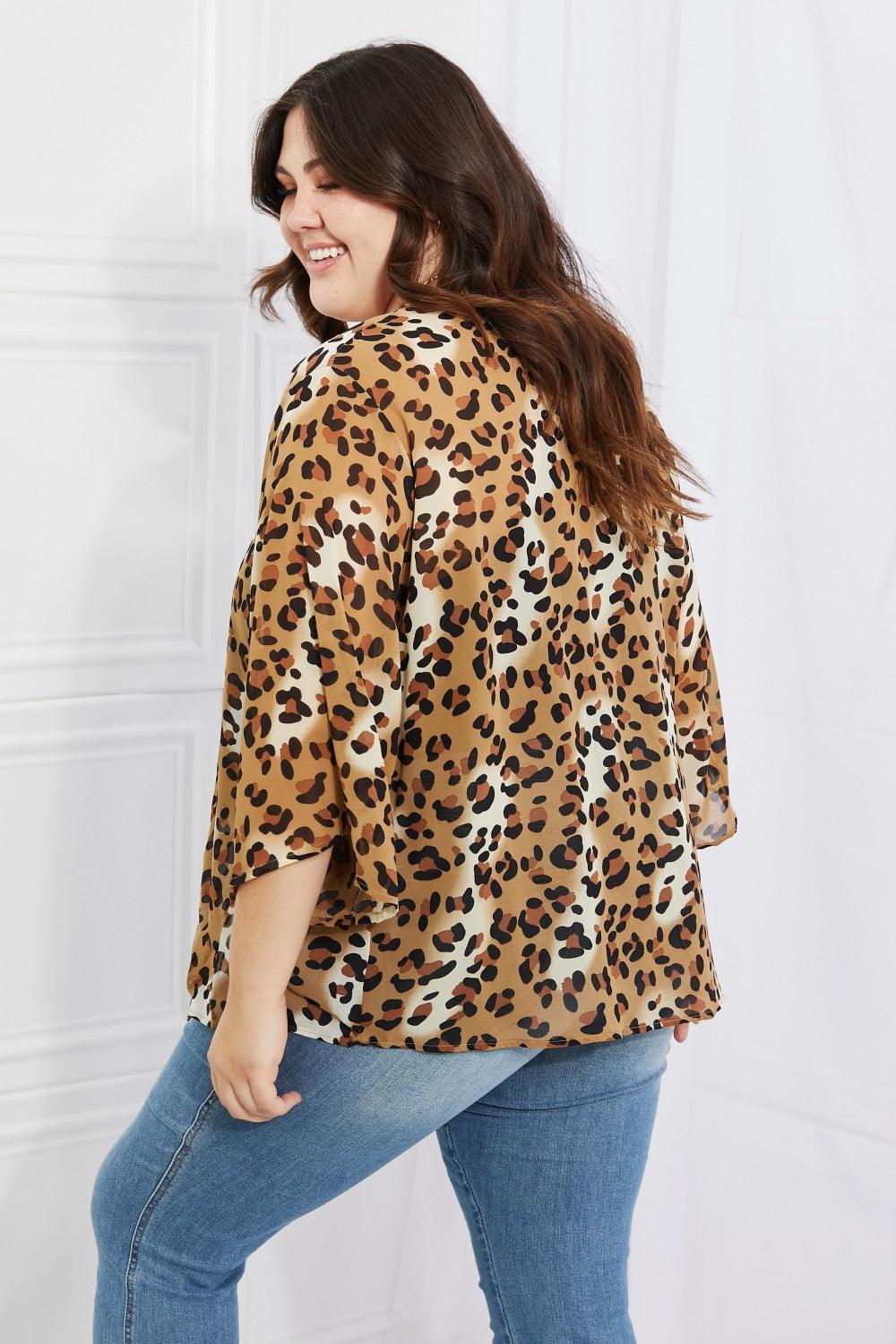 Open Front Plus Size Animal Print Kimono - MXSTUDIO.COM