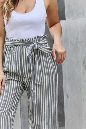 Open-Minded Striped Plus Size Paperbag Pants - MXSTUDIO.COM